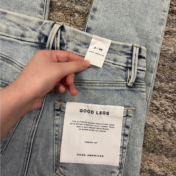 Good American Good Legs High Rise Raw Hem Skinny Jeans Sz 2/26 NWT | Skinny NEW- - Picture 6 of 13